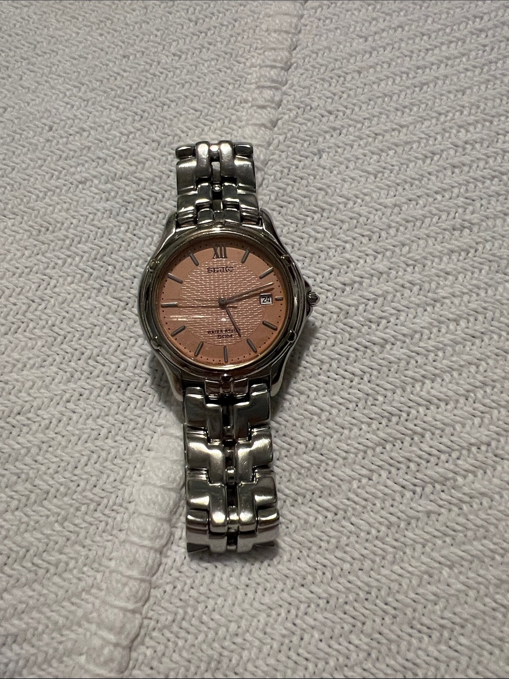 Seiko Silver Bracelet Watch with Pink Dial